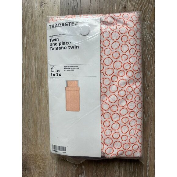 Ikea Tradastar Round Orange and White Twin Bed Duvet Cover - Picture 3 of 3